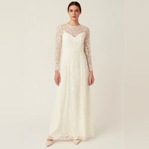 Ivy & Oak Bridal Long Sleeve Embroidered Two-Piece Layered Wedding Dress